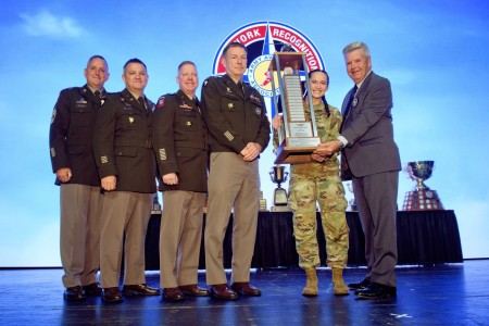 Sgt. Megan Weir, Headquarters and Headquarters Company, 12th Combat Aviation Brigade, received the 2022 Gary G. Wetzel Aviation Soldier of the Year award at the Army Aviation Association of America Army Aviation Mission Summit, Gaylord Opryland Hotel, and Convention Center in Nashville, Tenn., from April 26-28, 2023.